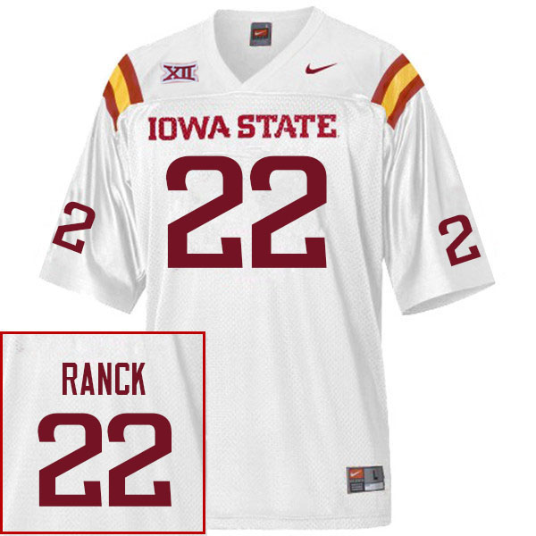 Men #22 Dillon Ranck Iowa State Cyclones College Football Jerseys Stitched Sale-White
